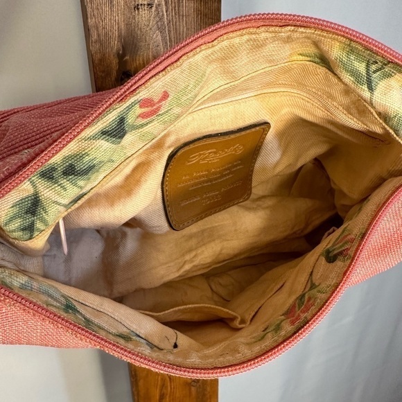Fossil 1954 Key Pink Woven Straw Leather Floral Lining Spring Shoulder Hand Bag - Picture 4 of 8